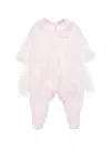Monnalisa Playsuit With Ruffled Skirt In Dusty Pink Rose