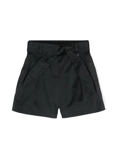 Monnalisa Kids' Pleat-detail Satin Shorts In Black