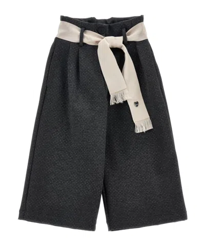 Monnalisa Pleat-detail Trousers In Black