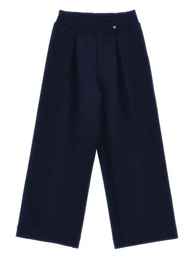 Monnalisa Kids' Pleat-detail Wide Trousers In Blue