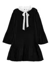 Monnalisa Pleated Dress With Bow In Black