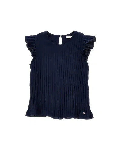 Monnalisa Kids'   Pleated Blouse With Ruffles In Black