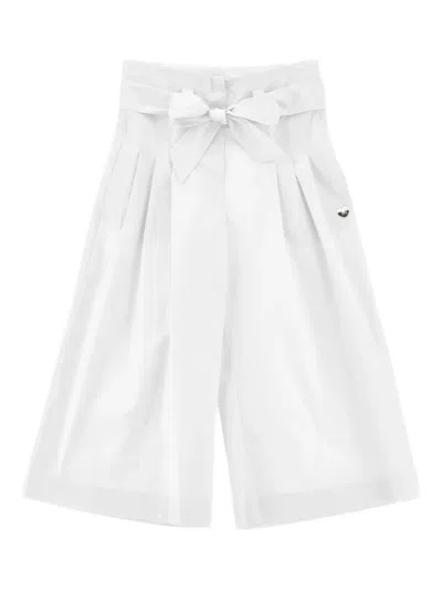 Monnalisa Kids' Pleated Bow Trousers In White