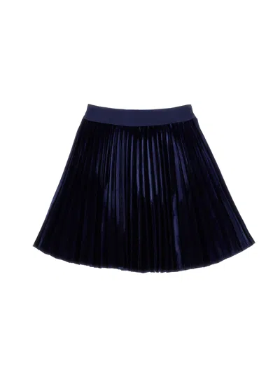 Monnalisa Kids'   Pleated Chenille Skirt In Dark Blue