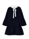 Monnalisa Pleated Dress With Bow In Black