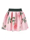 Monnalisa Pleated Floral Miniskirt In Pink