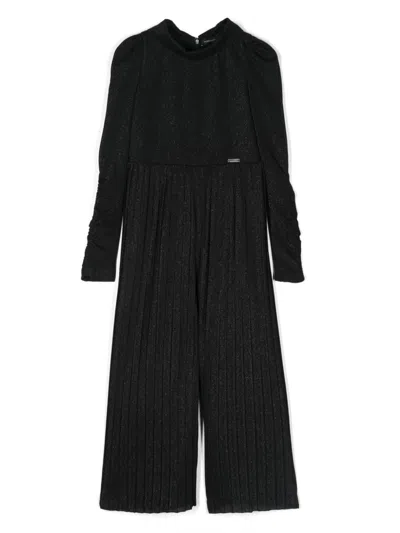 Monnalisa Kids' Pleated Jumpsuit In Black