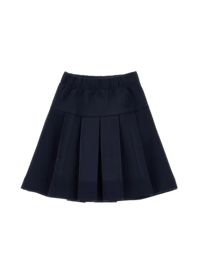 Monnalisa Babies'  Pleated Logo Skirt In Blue