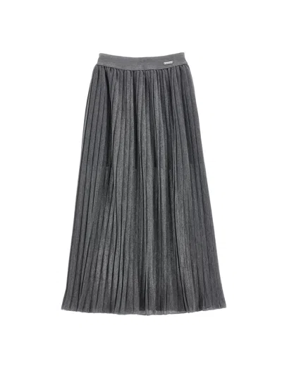 Monnalisa Kids'   Pleated Lurex Skirt In Grey