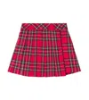 Monnalisa Pleated Plaid Skort In Red