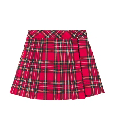 Monnalisa Kids' Pleated Plaid Skort In Red
