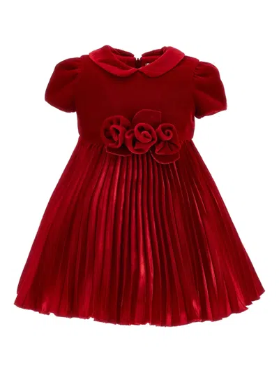 Monnalisa Babies' Pleated Short-sleeve Dress In Red