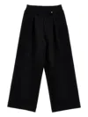 Monnalisa Pleated Wide-leg Trousers In Black