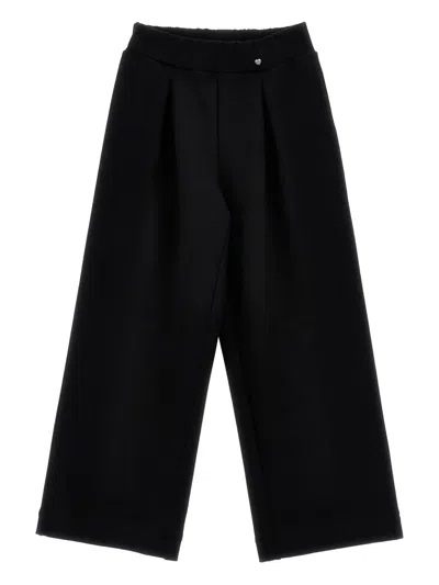 Monnalisa Kids' Pleated Wide-leg Trousers In Black