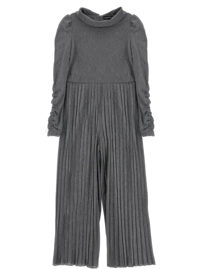 Monnalisa Kids'   Plissé Glitter Jumpsuit In Grey