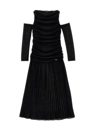 Monnalisa Kids'   Plissé Lurex Dress In Black