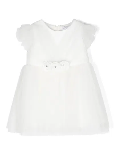 Monnalisa Babies' Plissé Tulle Flared Dress In White