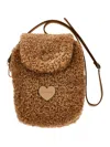 Monnalisa Plush Shoulder Bag In Beige