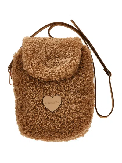 Monnalisa Kids'   Plush Shoulder Bag In Beige