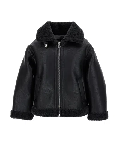 Monnalisa Kids'   Plush Aviator Jacket In Black