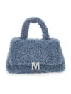 Monnalisa Plush Bag With Logo In Steel Blue