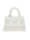 Monnalisa Plush Bag With Rhinestones In Cream