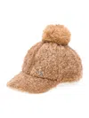 Monnalisa Plush Baseball Cap In Beige