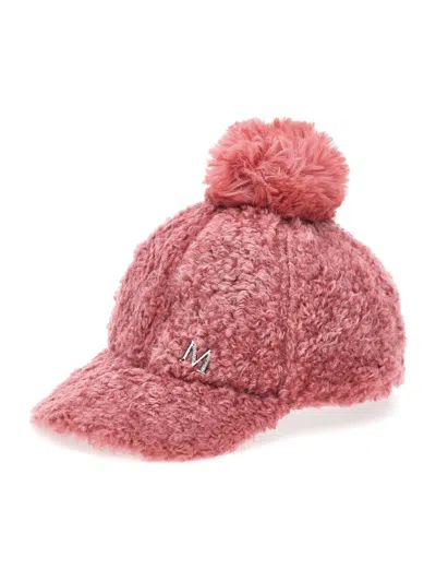 Monnalisa Kids'   Plush Baseball Cap In Blush Pink