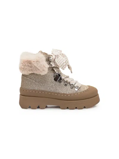Monnalisa Kids' Plush Boots In Neutral