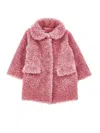 Monnalisa Poly Faux Fur Teddy Coat In Blush Pink