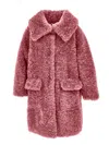 Monnalisa Plush Coat In Blush Pink