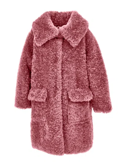 Monnalisa Kids'   Plush Coat In Blush Pink