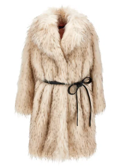 Monnalisa Kids'   Plush Coat In Cream
