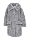 Monnalisa Plush Coat In Grey