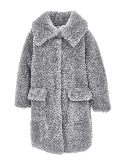 Monnalisa Kids'   Plush Coat In Grey