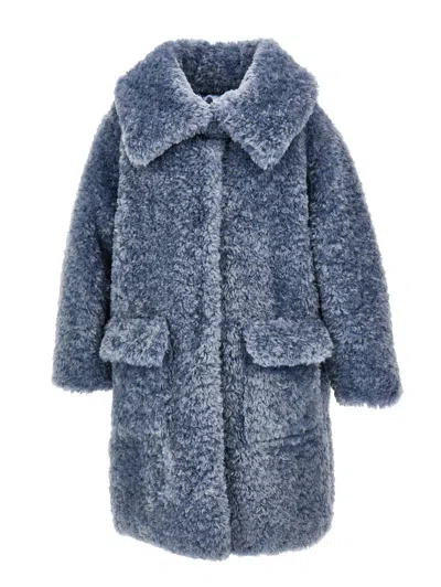 Monnalisa Kids'   Plush Coat In Steel Blue