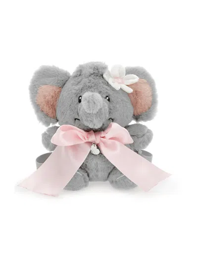 Monnalisa Kids'   Plush Elephant Backpack In Grey