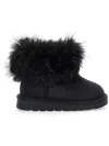 Monnalisa Plush Glitter Ankle Boots In Black