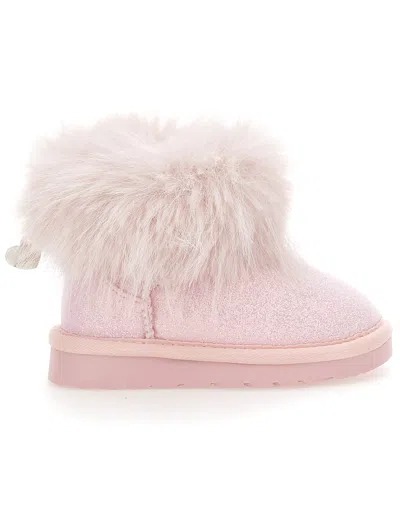 Monnalisa Kids'   Plush Glitter Ankle Boots In Rosa Fairy Tale