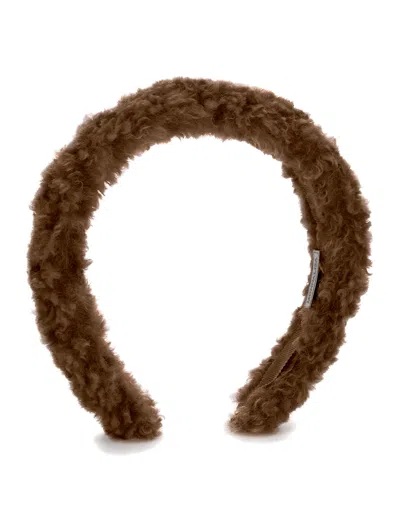 Monnalisa Kids'   Plush Headband In Dark Brown