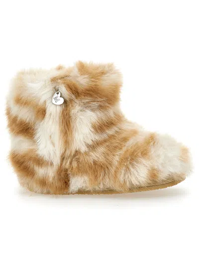 Monnalisa Babies'   Plush Leopard Boots In Animal Print