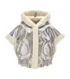 Monnalisa Plush And Coated Fabric Cape In Silver