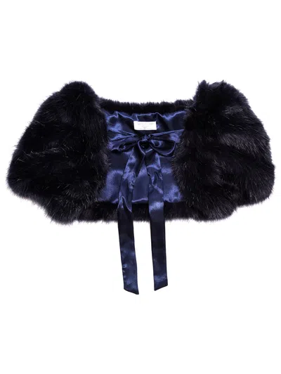 Monnalisa Kids'   Plush Neck Warmer In Navy Blue