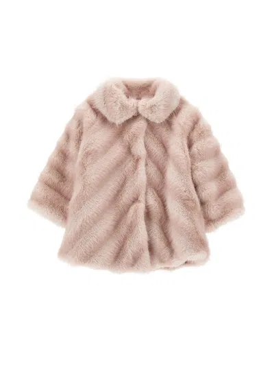 Monnalisa Babies'   Plush Raglan Fur Coat In Pink