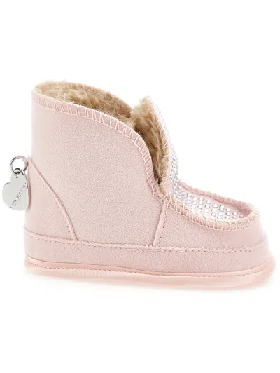 Monnalisa Kids'   Plush Rhinestone Ankle Boots In Rosa Fairy Tale