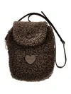 Monnalisa Plush Shoulder Bag In Dark Brown
