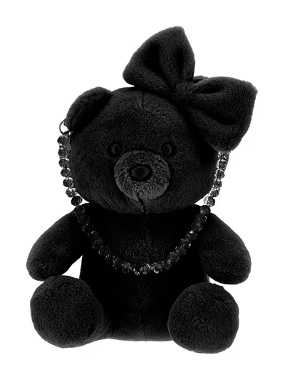 Monnalisa Plush Teddy Bear Handbag In Black