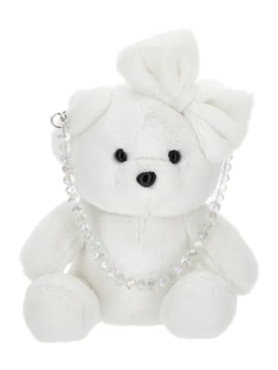 Monnalisa Plush Teddy Bear Handbag In Cream