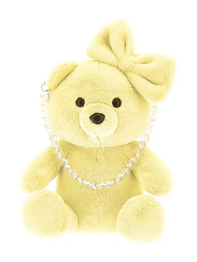 Monnalisa Kids'   Plush Teddy Bear Handbag In Light Yellow