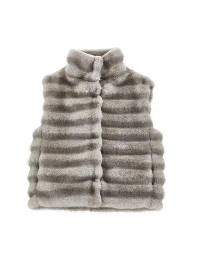 Monnalisa Kids'   Plush Vest In Gray